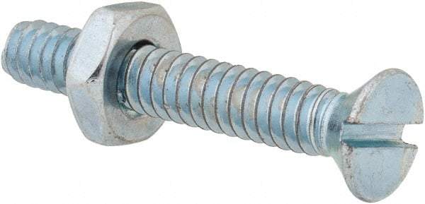Value Collection - #10-24 UNC, 1-1/4" OAL Slotted Drive Machine Screw - Flat Head, Grade 2 Steel, Zinc-Plated Finish, Without Washer - USA Tool & Supply