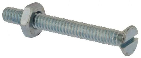 Value Collection - #10-24 UNC, 1-3/4" OAL Slotted Drive Machine Screw - Flat Head, Grade 2 Steel, Zinc-Plated Finish, Without Washer - USA Tool & Supply