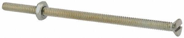 Value Collection - #10-24 UNC, 4" OAL Slotted Drive Machine Screw - Flat Head, Grade 2 Steel, Zinc-Plated Finish, Without Washer - USA Tool & Supply