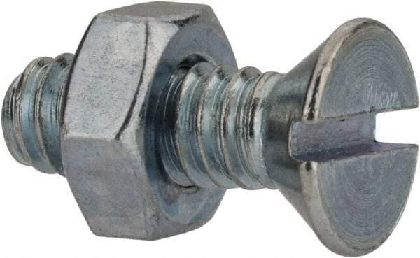 Value Collection - 1/4-20 UNC, 3/4" OAL Slotted Drive Machine Screw - Flat Head, Grade 2 Steel, Zinc-Plated Finish, Without Washer - USA Tool & Supply