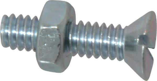 Value Collection - 1/4-20 UNC, 1" OAL Slotted Drive Machine Screw - Flat Head, Grade 2 Steel, Zinc-Plated Finish, Without Washer - USA Tool & Supply