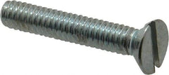 Value Collection - 1/4-20 UNC, 1-1/2" OAL Slotted Drive Machine Screw - Flat Head, Grade 2 Steel, Zinc-Plated Finish, Without Washer - USA Tool & Supply