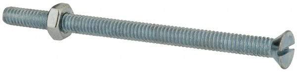 Value Collection - 1/4-20 UNC, 4" OAL Slotted Drive Machine Screw - Flat Head, Grade 2 Steel, Zinc-Plated Finish, Without Washer - USA Tool & Supply