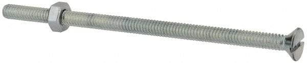 Value Collection - 1/4-20 UNC, 5" OAL Slotted Drive Machine Screw - Flat Head, Grade J82 Steel, Zinc-Plated Finish, Without Washer - USA Tool & Supply