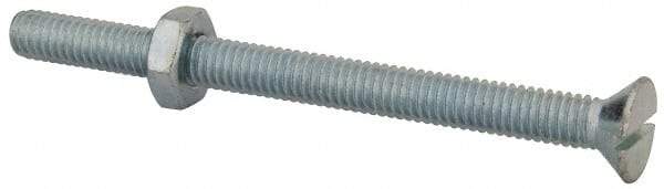 Value Collection - 5/16-18 UNC, 4" OAL Slotted Drive Machine Screw - Flat Head, Grade 2 Steel, Zinc-Plated Finish, Without Washer - USA Tool & Supply