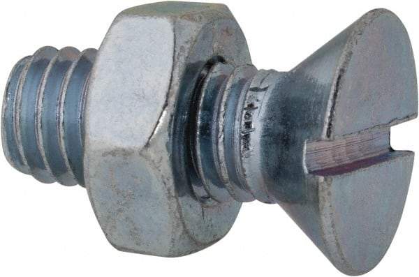 Value Collection - 3/8-16 UNC, 1" OAL Slotted Drive Machine Screw - Flat Head, Grade 2 Steel, Zinc-Plated Finish, Without Washer - USA Tool & Supply