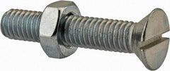 Value Collection - 3/8-16 UNC, 2" OAL Slotted Drive Machine Screw - Flat Head, Grade 2 Steel, Zinc-Plated Finish, Without Washer - USA Tool & Supply