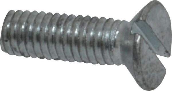 Value Collection - M3x0.50, 10mm OAL Slotted Drive Machine Screw - Flat Head, Grade 4.8 Steel, Zinc-Plated Finish, Without Washer - USA Tool & Supply