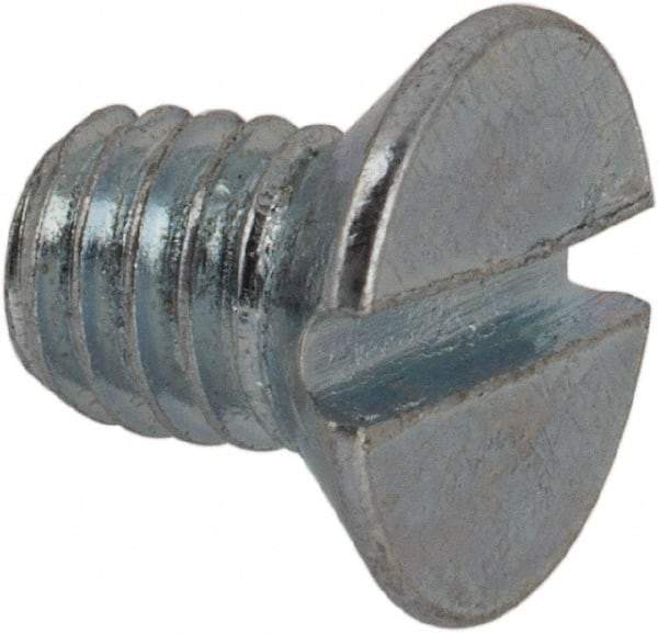 Value Collection - M4x0.70, 6mm OAL Slotted Drive Machine Screw - Flat Head, Grade 4.8 Steel, Zinc-Plated Finish, Without Washer - USA Tool & Supply