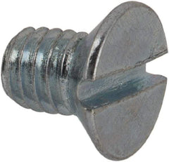 Value Collection - M4x0.70, 6mm OAL Slotted Drive Machine Screw - Flat Head, Grade 4.8 Steel, Zinc-Plated Finish, Without Washer - USA Tool & Supply
