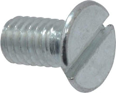 Value Collection - M4x0.70, 8mm OAL Slotted Drive Machine Screw - Flat Head, Grade 4.8 Steel, Zinc-Plated Finish, Without Washer - USA Tool & Supply