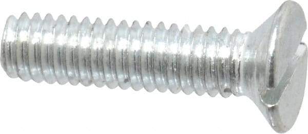Value Collection - M4x0.70, 16mm OAL Slotted Drive Machine Screw - Flat Head, Grade 4.8 Steel, Zinc-Plated Finish, Without Washer - USA Tool & Supply