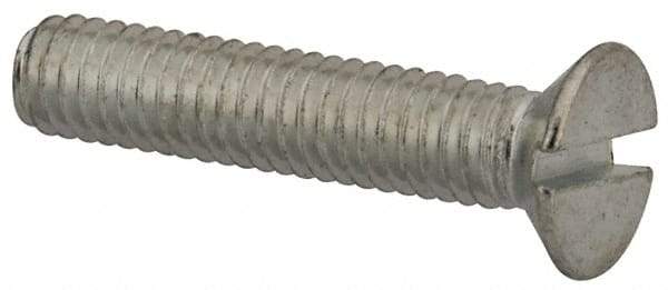 Value Collection - M4x0.70, 20mm OAL Slotted Drive Machine Screw - Flat Head, Grade 4.8 Steel, Zinc-Plated Finish, Without Washer - USA Tool & Supply