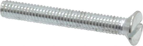 Value Collection - M4x0.70, 30mm OAL Slotted Drive Machine Screw - Flat Head, Grade 4.8 Steel, Zinc-Plated Finish, Without Washer - USA Tool & Supply