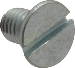 Value Collection - M5x0.80, 8mm OAL Slotted Drive Machine Screw - Flat Head, Grade 4.8 Steel, Zinc-Plated Finish, Without Washer - USA Tool & Supply
