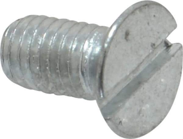 Value Collection - M5x0.80, 10mm OAL Slotted Drive Machine Screw - Flat Head, Grade 4.8 Steel, Zinc-Plated Finish, Without Washer - USA Tool & Supply