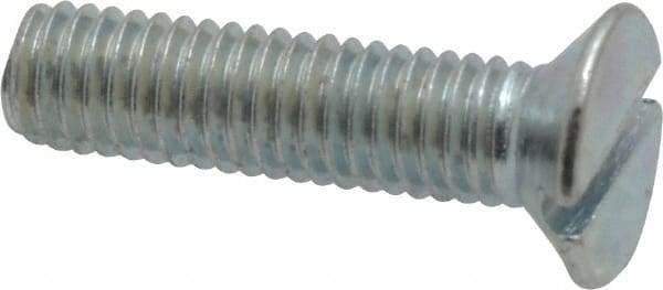 Value Collection - M5x0.80, 20mm OAL Slotted Drive Machine Screw - Flat Head, Grade 4.8 Steel, Zinc-Plated Finish, Without Washer - USA Tool & Supply
