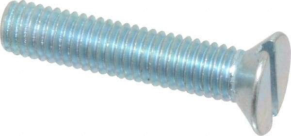 Value Collection - M5x0.80, 25mm OAL Slotted Drive Machine Screw - Flat Head, Grade 4.8 Steel, Zinc-Plated Finish, Without Washer - USA Tool & Supply