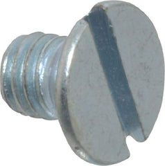 Value Collection - M6x1.00, 8mm OAL Slotted Drive Machine Screw - Flat Head, Grade 4.8 Steel, Zinc-Plated Finish, Without Washer - USA Tool & Supply