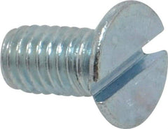 Value Collection - M6x1.00, 12mm OAL Slotted Drive Machine Screw - Flat Head, Grade 4.8 Steel, Zinc-Plated Finish, Without Washer - USA Tool & Supply
