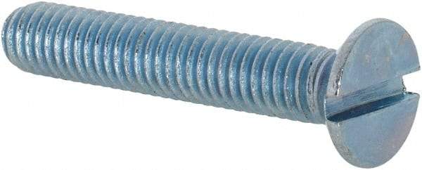 Value Collection - M6x1.00, 35mm OAL Slotted Drive Machine Screw - Flat Head, Grade 4.8 Steel, Zinc-Plated Finish, Without Washer - USA Tool & Supply