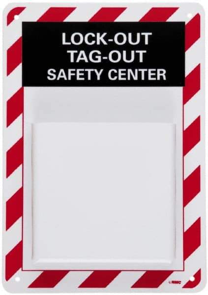 NMC - 1 Piece, Empty Plastic Tag and Padlock / Hasp Station - 13 Inch Wide x 15-1/2 Inch High, Yellow - USA Tool & Supply