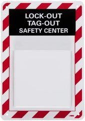 NMC - 1 Piece, Empty Plastic Tag and Padlock / Hasp Station - 13 Inch Wide x 15-1/2 Inch High, Yellow - USA Tool & Supply