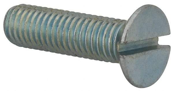 Value Collection - M8x1.25, 30mm OAL Slotted Drive Machine Screw - Flat Head, Grade 4.8 Steel, Zinc-Plated Finish, Without Washer - USA Tool & Supply