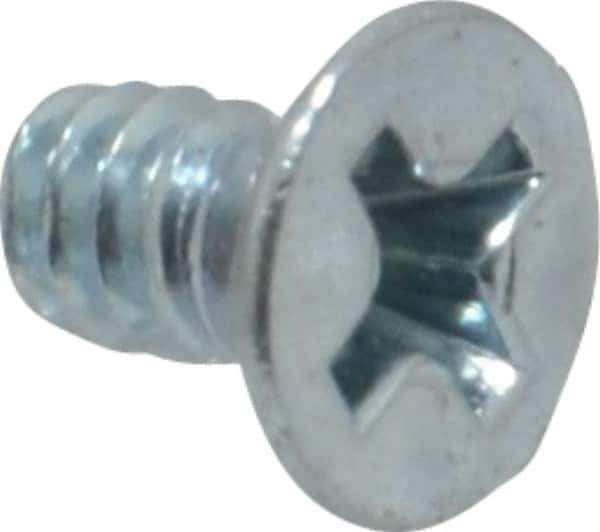 Value Collection - #6-32 UNC, 1/4" OAL Phillips Drive Machine Screw - Flat Head, Grade 2 Steel, Zinc-Plated Finish, Without Washer - USA Tool & Supply