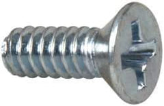 Value Collection - #6-32 UNC, 3/8" OAL Phillips Drive Machine Screw - Flat Head, Grade 2 Steel, Zinc-Plated Finish, Without Washer - USA Tool & Supply