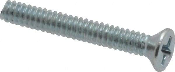 Value Collection - #6-32 UNC, 1" OAL Phillips Drive Machine Screw - Flat Head, Grade 2 Steel, Zinc-Plated Finish, Without Washer - USA Tool & Supply