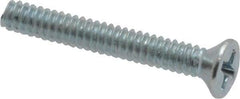 Value Collection - #6-32 UNC, 1" OAL Phillips Drive Machine Screw - Flat Head, Grade 2 Steel, Zinc-Plated Finish, Without Washer - USA Tool & Supply