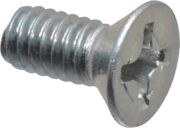 Value Collection - #8-32 UNC, 3/8" OAL Phillips Drive Machine Screw - Flat Head, Grade 2 Steel, Zinc-Plated Finish, Without Washer - USA Tool & Supply