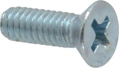 Value Collection - #8-32 UNC, 1/2" OAL Phillips Drive Machine Screw - Flat Head, Grade 2 Steel, Zinc-Plated Finish, Without Washer - USA Tool & Supply