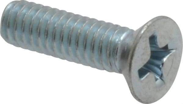 Value Collection - #8-32 UNC, 5/8" OAL Phillips Drive Machine Screw - Flat Head, Grade 2 Steel, Zinc-Plated Finish, Without Washer - USA Tool & Supply