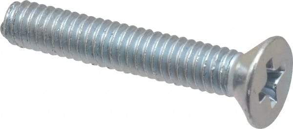 Value Collection - #8-32 UNC, 1" OAL Phillips Drive Machine Screw - Flat Head, Grade J82 Steel, Zinc-Plated Finish, Without Washer - USA Tool & Supply