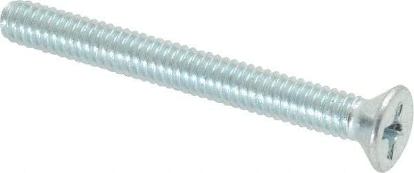 Value Collection - #8-32 UNC, 1-1/2" OAL Phillips Drive Machine Screw - Flat Head, Grade 2 Steel, Zinc-Plated Finish, Without Washer - USA Tool & Supply