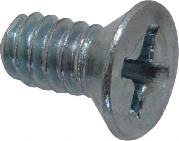 Value Collection - #10-24 UNC, 3/8" OAL Phillips Drive Machine Screw - Flat Head, Grade J82 Steel, Zinc-Plated Finish, Without Washer - USA Tool & Supply