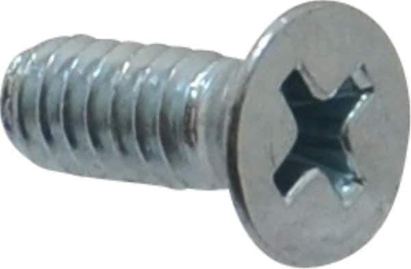 Value Collection - #10-24 UNC, 1/2" OAL Phillips Drive Machine Screw - Flat Head, Grade 2 Steel, Zinc-Plated Finish, Without Washer - USA Tool & Supply