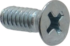 Value Collection - #10-24 UNC, 1/2" OAL Phillips Drive Machine Screw - Flat Head, Grade 2 Steel, Zinc-Plated Finish, Without Washer - USA Tool & Supply
