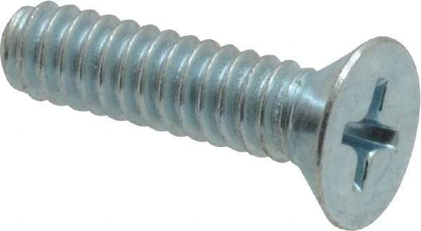 Value Collection - #10-24 UNC, 3/4" OAL Phillips Drive Machine Screw - Flat Head, Grade 2 Steel, Zinc-Plated Finish, Without Washer - USA Tool & Supply