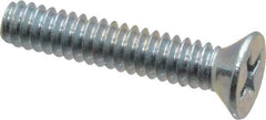 Value Collection - #10-24 UNC, 1" OAL Phillips Drive Machine Screw - Flat Head, Grade 2 Steel, Zinc-Plated Finish, Without Washer - USA Tool & Supply