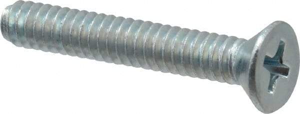 Value Collection - #10-24 UNC, 1-1/4" OAL Phillips Drive Machine Screw - Flat Head, Grade 2 Steel, Zinc-Plated Finish, Without Washer - USA Tool & Supply