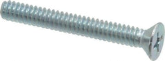 Value Collection - #10-24 UNC, 1-1/2" OAL Phillips Drive Machine Screw - Flat Head, Grade 2 Steel, Zinc-Plated Finish, Without Washer - USA Tool & Supply