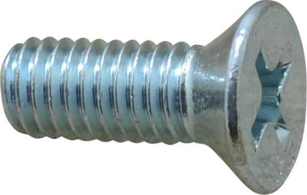 Value Collection - #10-32 UNF, 1/2" OAL Phillips Drive Machine Screw - Flat Head, Grade 2 Steel, Zinc-Plated Finish, Without Washer - USA Tool & Supply