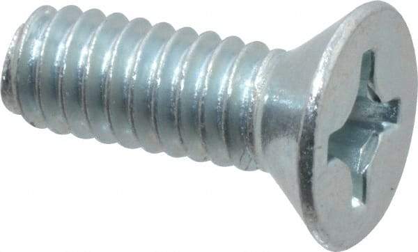 Value Collection - #12-24 UNC, 5/8" OAL Phillips Drive Machine Screw - Flat Head, Grade 2 Steel, Zinc-Plated Finish, Without Washer - USA Tool & Supply