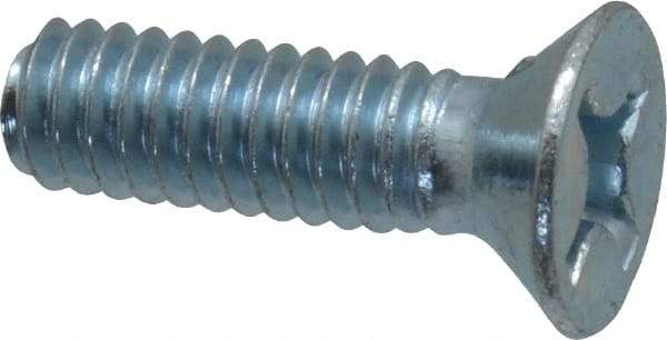 Value Collection - #12-24 UNC, 3/4" OAL Phillips Drive Machine Screw - Flat Head, Grade 2 Steel, Zinc-Plated Finish, Without Washer - USA Tool & Supply
