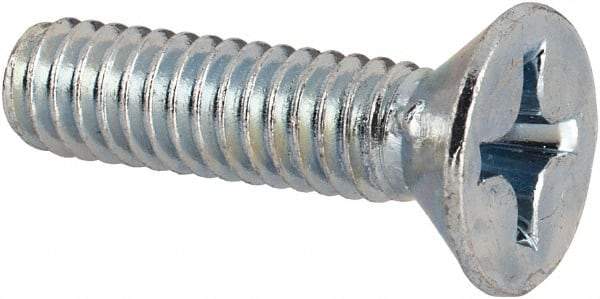 Value Collection - #12-24 UNC, 7/8" OAL Phillips Drive Machine Screw - Flat Head, Grade J82 Steel, Zinc-Plated Finish, Without Washer - USA Tool & Supply
