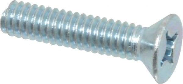 Value Collection - #12-24 UNC, 1" OAL Phillips Drive Machine Screw - Flat Head, Grade J82 Steel, Zinc-Plated Finish, Without Washer - USA Tool & Supply