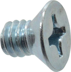 Value Collection - 1/4-20 UNC, 3/8" OAL Phillips Drive Machine Screw - Flat Head, Grade 2 Steel, Zinc-Plated Finish, Without Washer - USA Tool & Supply
